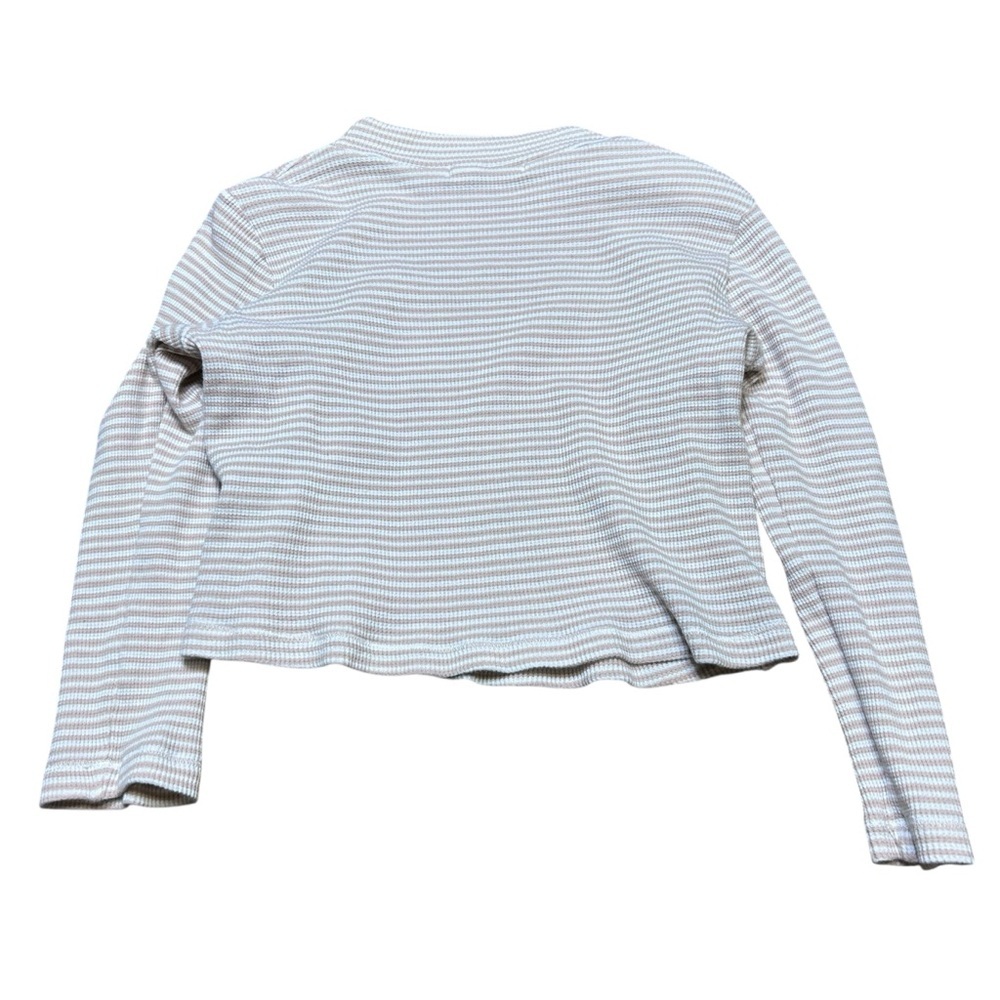 Christy Dawn Libby Pale Pink Cropped Striped Ribbed Long-Sleeve Top EUC - Picture 4 of 8